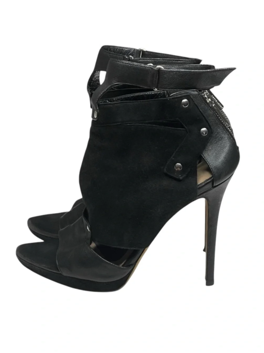 Herve Leger 𖤐 Platform Suede Leather Stiletto Heel Ankle Booties 𖤐 Black 37 7